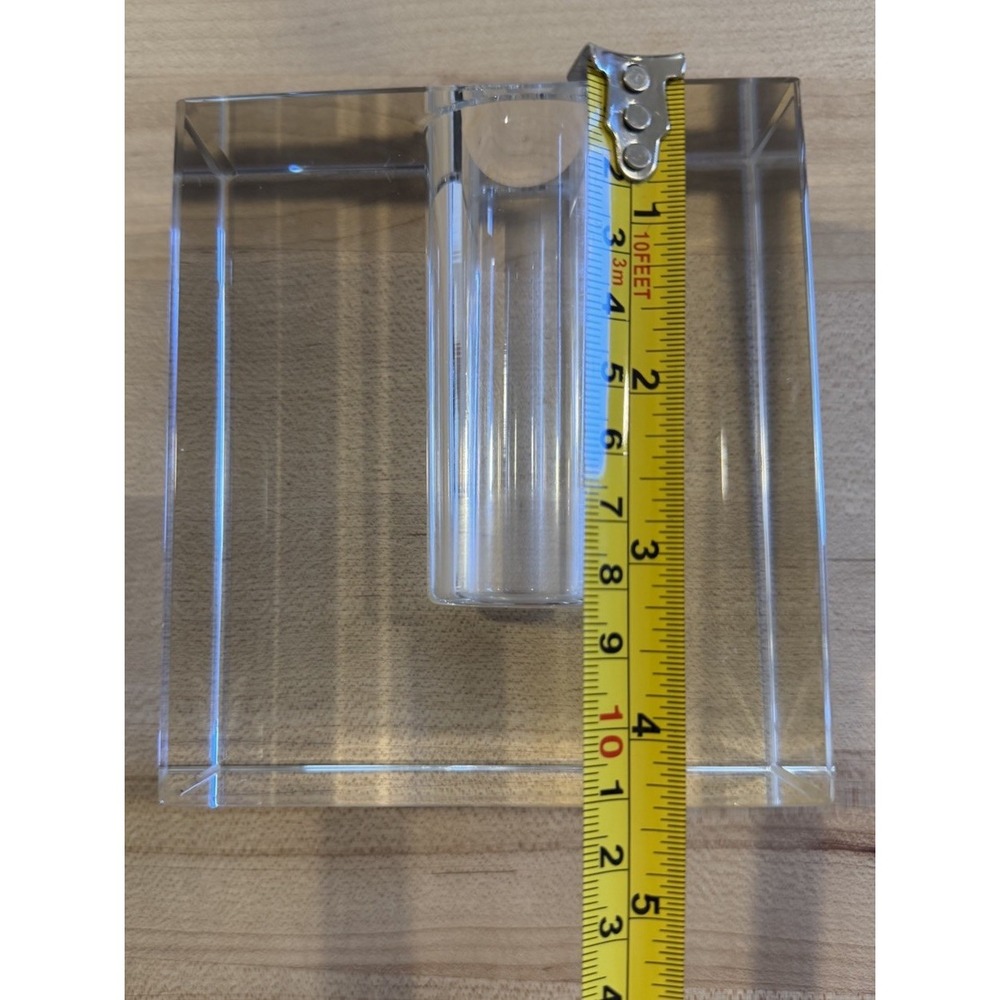 Vintage MCM Clear Crystal Block Bud Vase Heavy Minimalist Propagation Decor - Picture 8 of 9